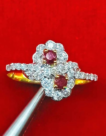 แหวนทับทิมแท้ล้อมเพชรแท้ทอง 18k