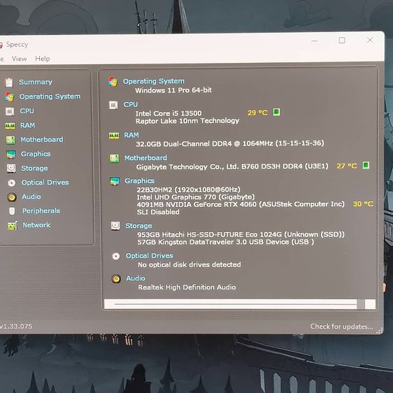 Gaming PC Set i5-13500 RTX 4060 RAM 32GBSSD NVMe 1TB ชุดน้ํา เคสกระจก Montech รูปที่ 11