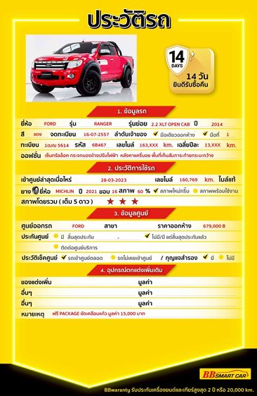 Ford Ranger 2014 2.2 Hi-Rider XLT Pickup ดีเซล ไม่ติดแก๊ส เกียร์ธรรมดา แดง รูปที่ 2
