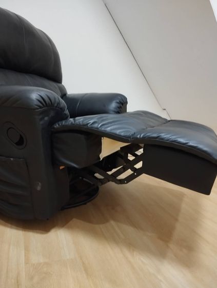 โซฟา Recliner หนังแท้ ปรับเอนนอน ที่พักเท้าในตัว เบาะหนานุ่ม ตัวใหญ่พิเศษ สีดํา รูปที่ 2