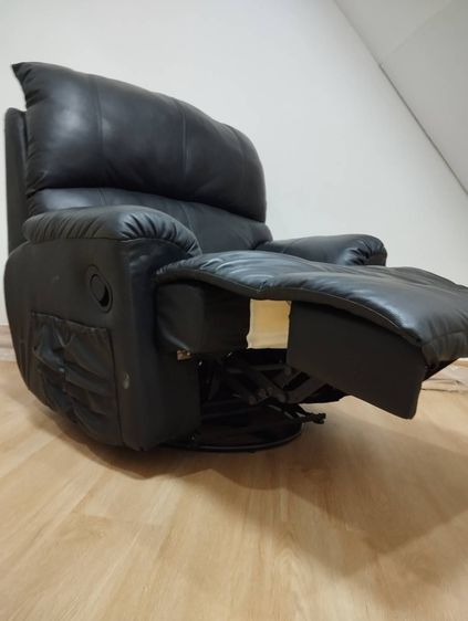 ดำ 1 ที่นั่ง โซฟา Recliner หนังแท้ ปรับเอนนอน ที่พักเท้าในตัว เบาะหนานุ่ม ตัวใหญ่พิเศษ สีดํา