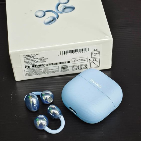  HUAWEI FreeClip 2 Open-Ear Bluetooth ไมค์ AI ตัดเสียงรบกวน สีฟ้า (ของใหม่แกะดูยังไม่ใช้) รูปที่ 3