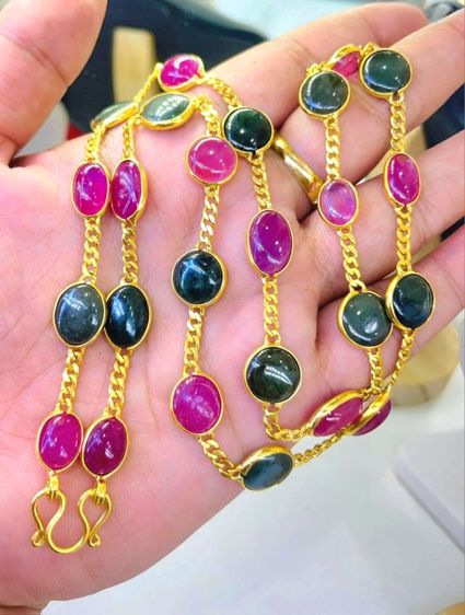 สร้อยคอทับทิมแท้ หยกแท้ ทอง 9k รูปที่ 2