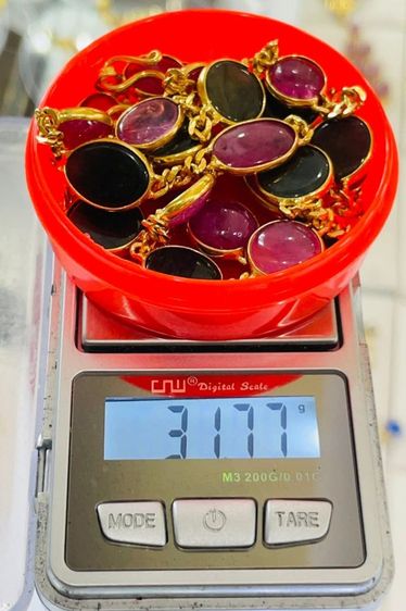 สร้อยคอทับทิมแท้ หยกแท้ ทอง 9k รูปที่ 3