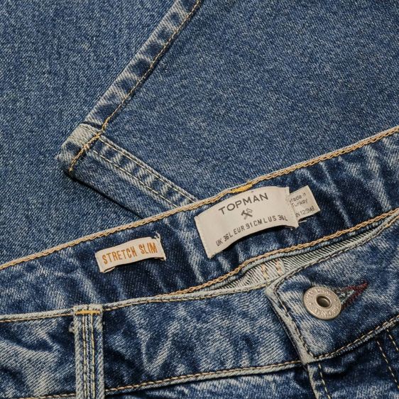👖 ★กางเกงยีนส์ Topman Mid Wash Blue ★ รุ่น STRETCH SLIM ของแท้ รูปที่ 4