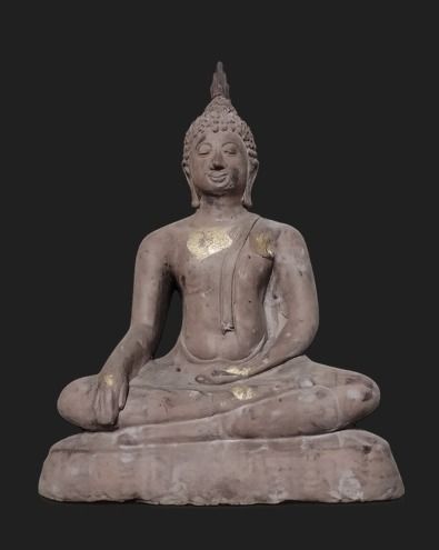 พระพุทธรูปบูชา ปางมารวิชัย (ชนะมาร) ทำจากดินเผา