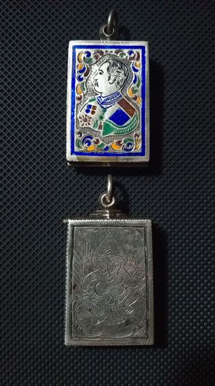 ตลับสมเด็จเนื้อเงินแท้ลงยาเงินแท้เก่าโบราณสภาพเยี่ยม รูปที่ 8