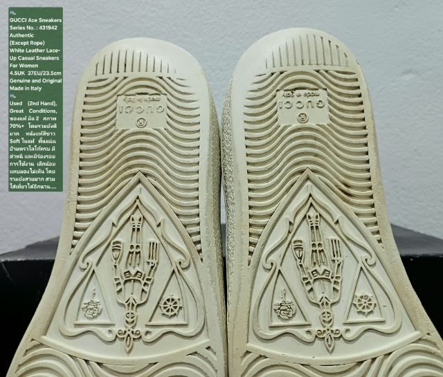 GUCCI Ace Bee Sneakers, Unisex 4.5UK 37EU(23.5cm) งาน Italy ของแท้ มือ 2 สภาพยังดีมาก, รองเท้า Gucci หนังแท้ พื้นแน่น มีตำหนิตามรายละเอียด รูปที่ 8