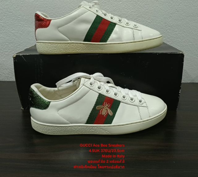 GUCCI Ace Bee Sneakers, Unisex 4.5UK 37EU(23.5cm) งาน Italy ของแท้ มือ 2 สภาพยังดีมาก, รองเท้า Gucci หนังแท้ พื้นแน่น มีตำหนิตามรายละเอียด รูปที่ 11
