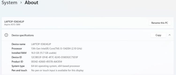 Acer Aspire 5 2025 สเปกแรง Core i5 Gen 13 RAM 16GB  รูปที่ 2