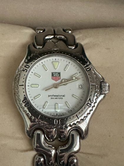 TAG HEUER KING SIZE ก้างปลา เรือนเหล็ก หน้าปัดขาว กระจกคริสตัลแซฟไฟร์ ขนาด 38MM 