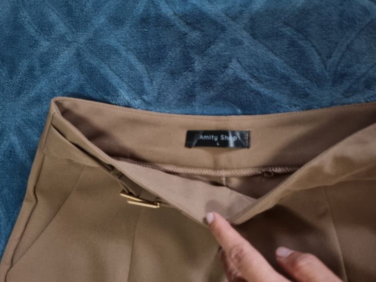 กางเกงขา 5 ส่วนสีน้ำตาลอ่อน รูปที่ 5