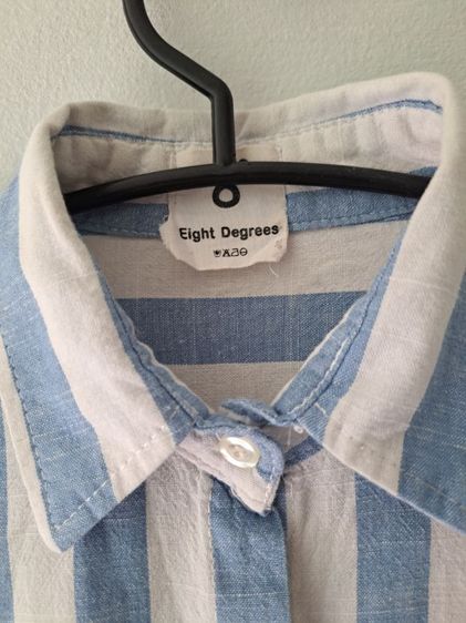 เสื้อเขิ้ตผู้หญิง ลายทางสีฟ้าตัดสีขาว  รูปที่ 4