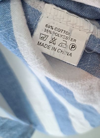 เสื้อเขิ้ตผู้หญิง ลายทางสีฟ้าตัดสีขาว  รูปที่ 5