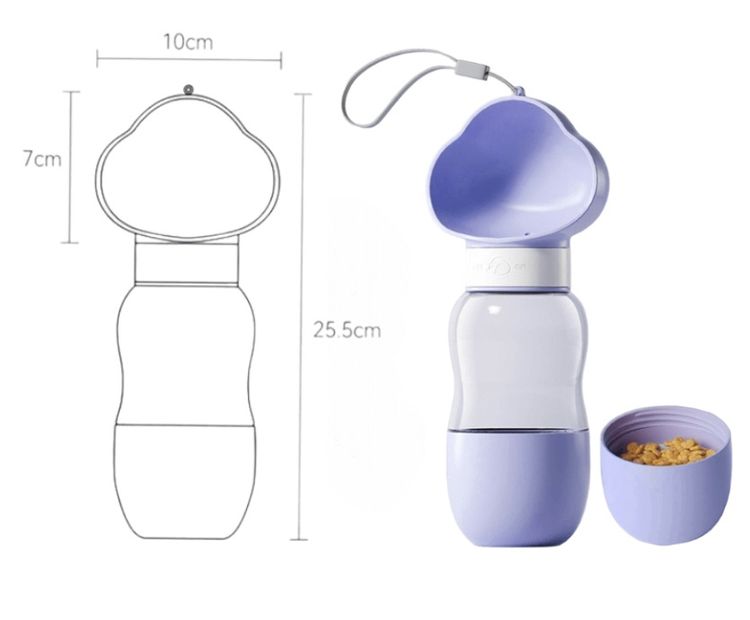 กระบอกน้ำสัตว์เลี้ยงแบบพกพา 2IN1 + จุกน้ำพร้อมขวดน้ำอย่างดี น้ำไม่รั่ว จุกลูกกลิ้งสแตนเลสพร้อมขวด สำหรับสุนัขและแมว รูปที่ 4