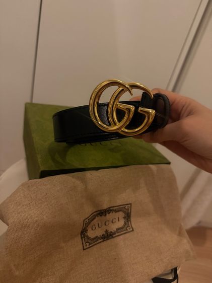 เข็มขัด GG Marmont wide belt with shiny buckle