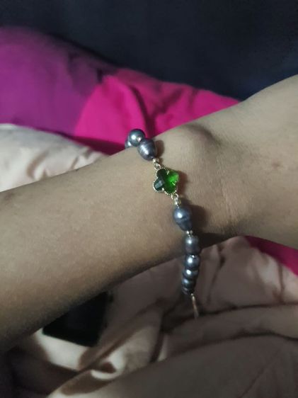 สร้อยข้อมือไข่มุกสายเงินแท้ตอก925ชุบทอง รูปที่ 4