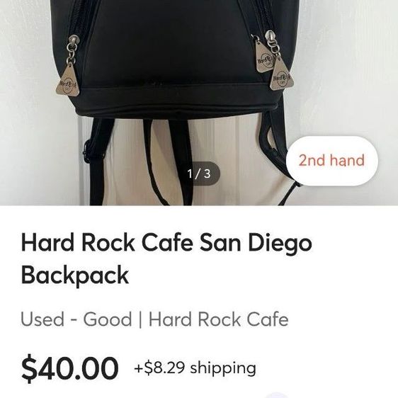กระเป๋าเป้​แบรนด์​ Hard​ Rock​ Cafe​ มือ​ 2​ รูปที่ 4