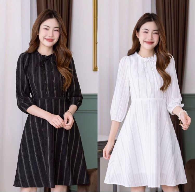 เดรส | จั๊มสูท แขนยาว ชุดเดรสสีขาว alert brand