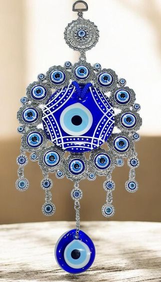 แขวนแต่งบ้าน evil eye hanging wall วงใหญ่ 15 ซม ดวงตาน้ำเงินใหญ่ 8.5 ซม ดวงตาน้ำเงินเล็ก 4 ซม ความสูงรวม 32 ซม. รูปที่ 5