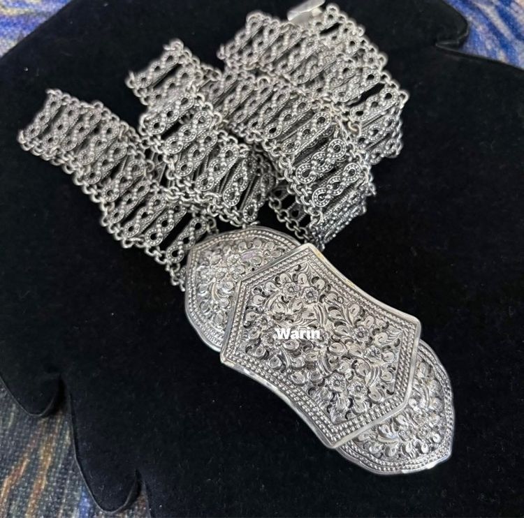 เครื่องเงินเก่า เข็มขัดเงินเเท้