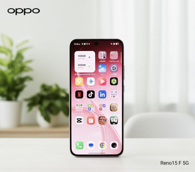 OPPO Reno15 F 5G แรม 12GB รอม 256GB ประกันศูนย์ 15 ม.ค. 2027