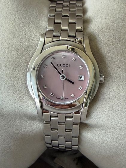 GUCCI Round face Watches 5500L Diamond Quartz Pink Dial Women's SS รูปที่ 5