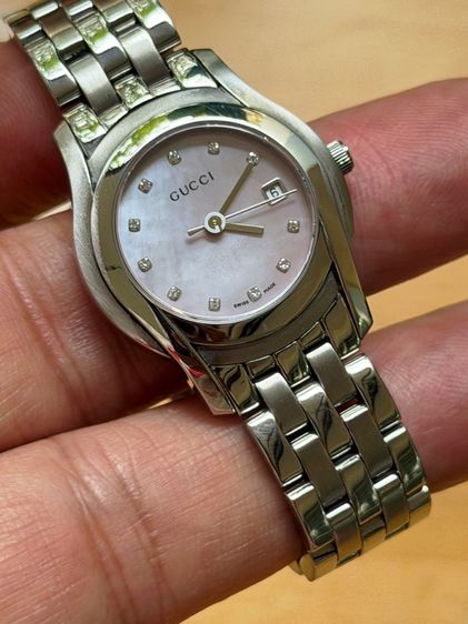 GUCCI Round face Watches 5500L Diamond Quartz Pink Dial Women's SS รูปที่ 11