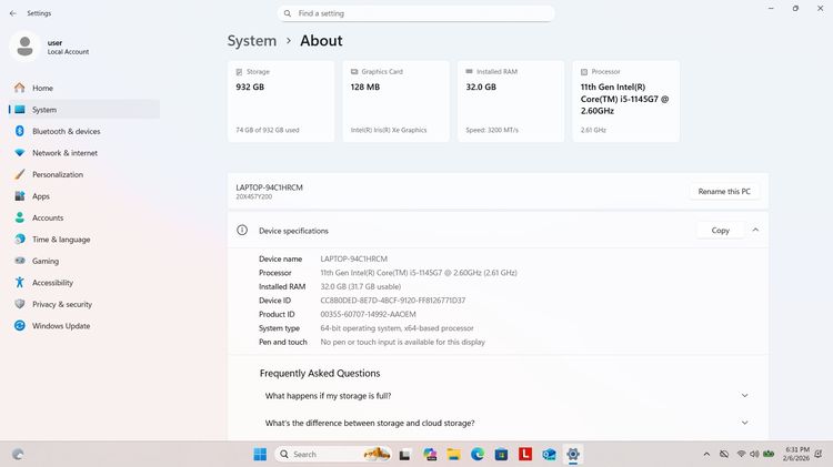 ThinkPad L15 G2 จอ 15.6" อัปแรง i5-1145G7 RAM 32GB SSD Samsung 1TB แบตอึด 2.5 ชม.+ แถมฟรีเป้แท้ รูปที่ 7