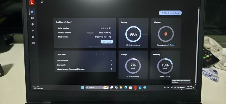 ThinkPad L15 G2 จอ 15.6" อัปแรง i5-1145G7 RAM 32GB SSD Samsung 1TB แบตอึด 2.5 ชม.+ แถมฟรีเป้แท้ รูปที่ 3