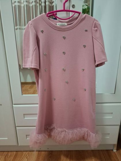 แขนสั้น อื่นๆ อื่นๆ ส่งฟรี ชุดเดรสชมพู ฟรีไซส์