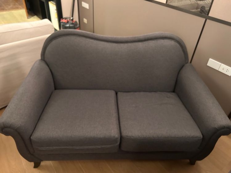 เทาเข้ม โซฟาบุผ้าอย่างดี 2 ที่นั่ง 