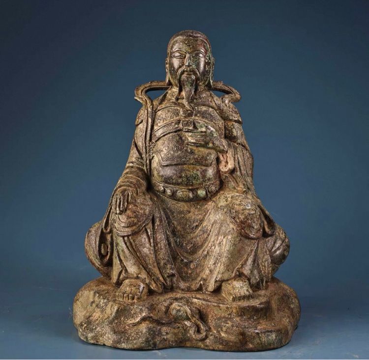 ✨รูปปั้นจักรพรรดิเจิ้นหวู่ทองสัมฤทธิ์ โบราณ วัดพุทธศาสนาทิเบต พร้อมบูชา 