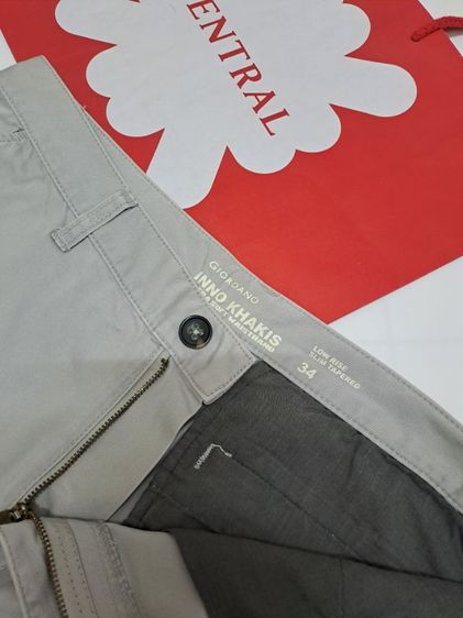 กางเกงสแลคขายาวผ้าคอตต้อลยีนส์สีเทาพาสเทล แบรนด์ Giordano‼️ รูปที่ 4