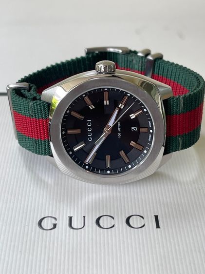 GUCCI GG2570 Blue Dial 40 mm Green and Red Nylon Watch YA142301 รูปที่ 18
