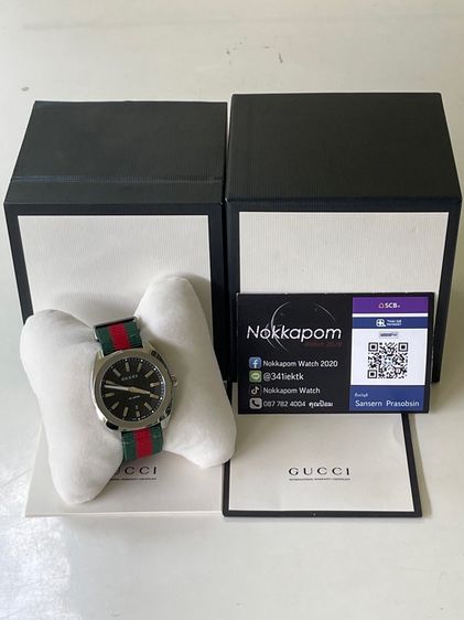 GUCCI GG2570 Blue Dial 40 mm Green and Red Nylon Watch YA142301 รูปที่ 2