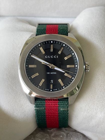 GUCCI GG2570 Blue Dial 40 mm Green and Red Nylon Watch YA142301 รูปที่ 4