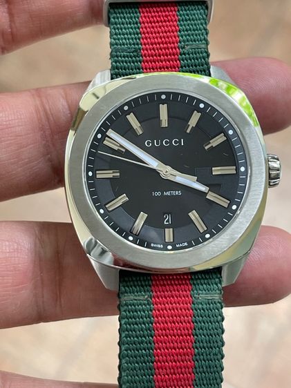 GUCCI GG2570 Blue Dial 40 mm Green and Red Nylon Watch YA142301 รูปที่ 8