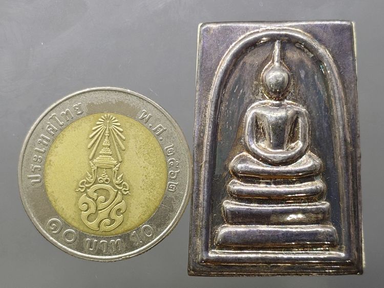 สมเด็จพิมพ์ประธาน ประทานเงิน-ประทานทอง หน้ากากเงิน หลังแผ่นหัวใจพระคาถาชินบัญชร เนื้อเงิน วัดอินทรวิหาร บางขุนพรหม ปี2552 พร้อมกล่องเดิม รูปที่ 8