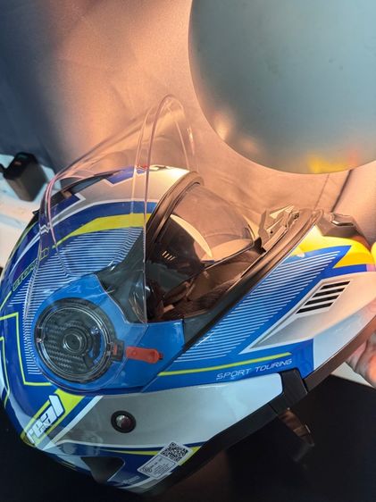 หมวกกันน็อคเต็มใบ  หมวกกันน็อค Real รุ่น Storm Eagle Force สีน้ำเงิน-เหลือง (แบบยกคาง)  รูปที่ 4