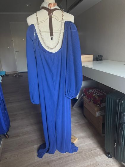 ชุดพลีท jumpsuit plete lyn around น้ำเงิน