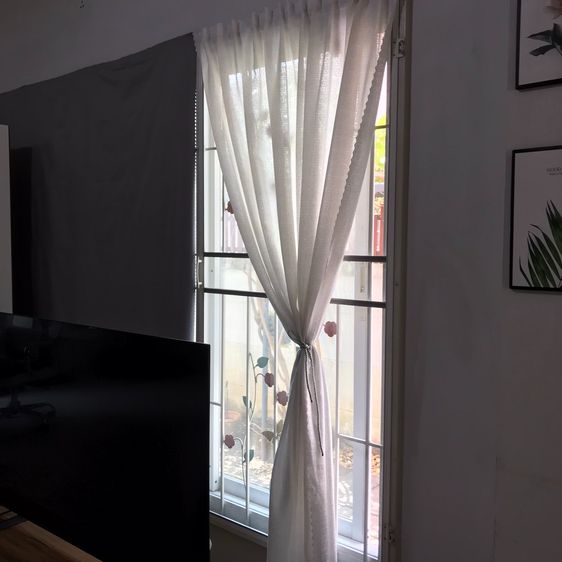 ผ้าม่านสีขาวสไตล์มินิมอล ม่านตีนตุ๊กแก ไม่ต้องเจาะ150cmx200cm(มือสองสภาพเหมือนใหม่) รูปที่ 3