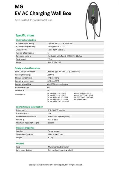 ชาจน์รถไฟฟ้า MG AC Wall Charger รุ่น (7.2 kW สายยาว 7.5 เมตร)  รูปที่ 12