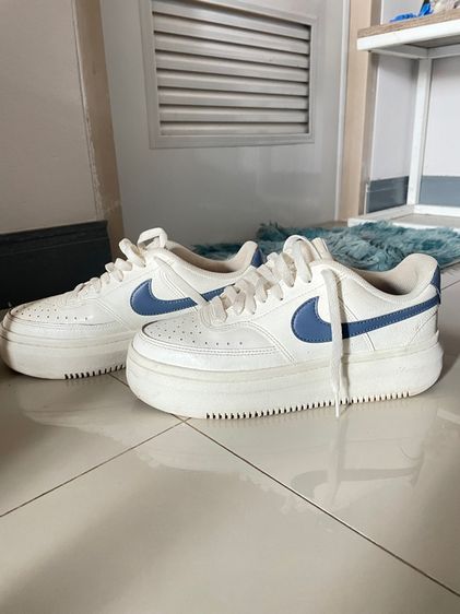 รองเท้าผ้าใบ หนังสังเคราะห์ UK 6 | EU 39 1/3 | US 7.5 Nike Air Force 1 Low ขาว-น้ำเงิน (Blue Swoosh)