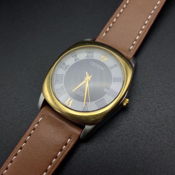 ทอง อื่นๆ นาฬิกา แบรนด์ CROTON 18k gold crown and bezel ขนาด 35มม. สายหนังใหม่ สภาพพร้อมใช้