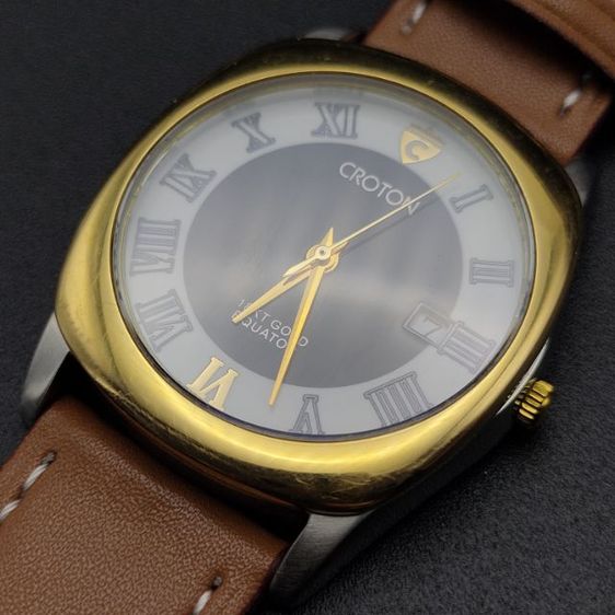 นาฬิกา แบรนด์ CROTON 18k gold crown and bezel ขนาด 35มม. สายหนังใหม่ สภาพพร้อมใช้ รูปที่ 6