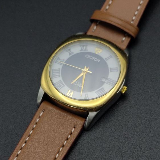 นาฬิกา แบรนด์ CROTON 18k gold crown and bezel ขนาด 35มม. สายหนังใหม่ สภาพพร้อมใช้ รูปที่ 5