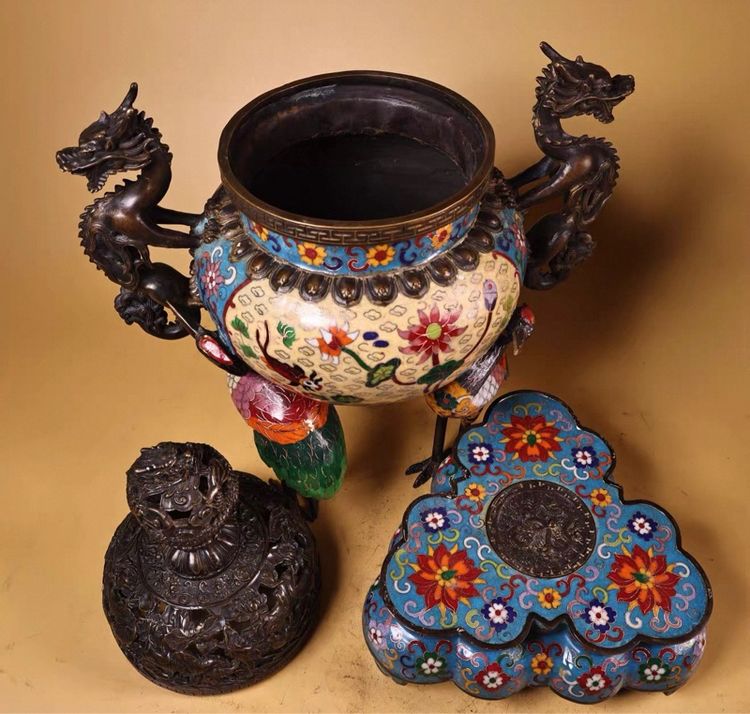 ✨กระถางธูปหรือกระถางกำยานแบบถมปัด  รูปที่ 4