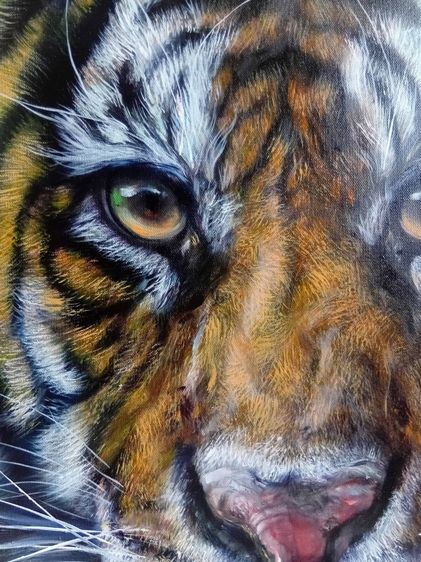 ภาพวาดรูปเสือสีน้ำมันบนผ้าใบ ขนาด 60.5cmx80.5cm. รูปที่ 2