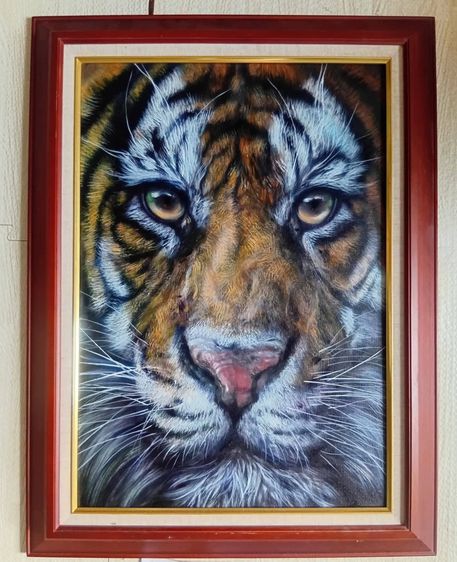 ภาพวาดรูปเสือสีน้ำมันบนผ้าใบ ขนาด 60.5cmx80.5cm.